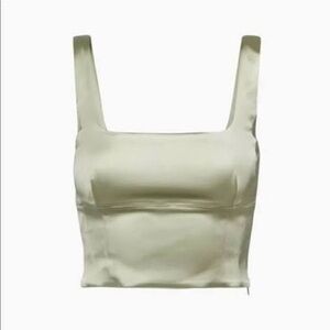 Aritzia | Wilfred Sage Green Shine Satin Bustier Tank